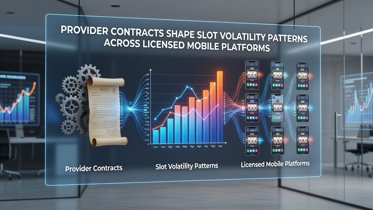 Contract negotiation meeting between slot providers and mobile platform operators reviewing volatility parameters