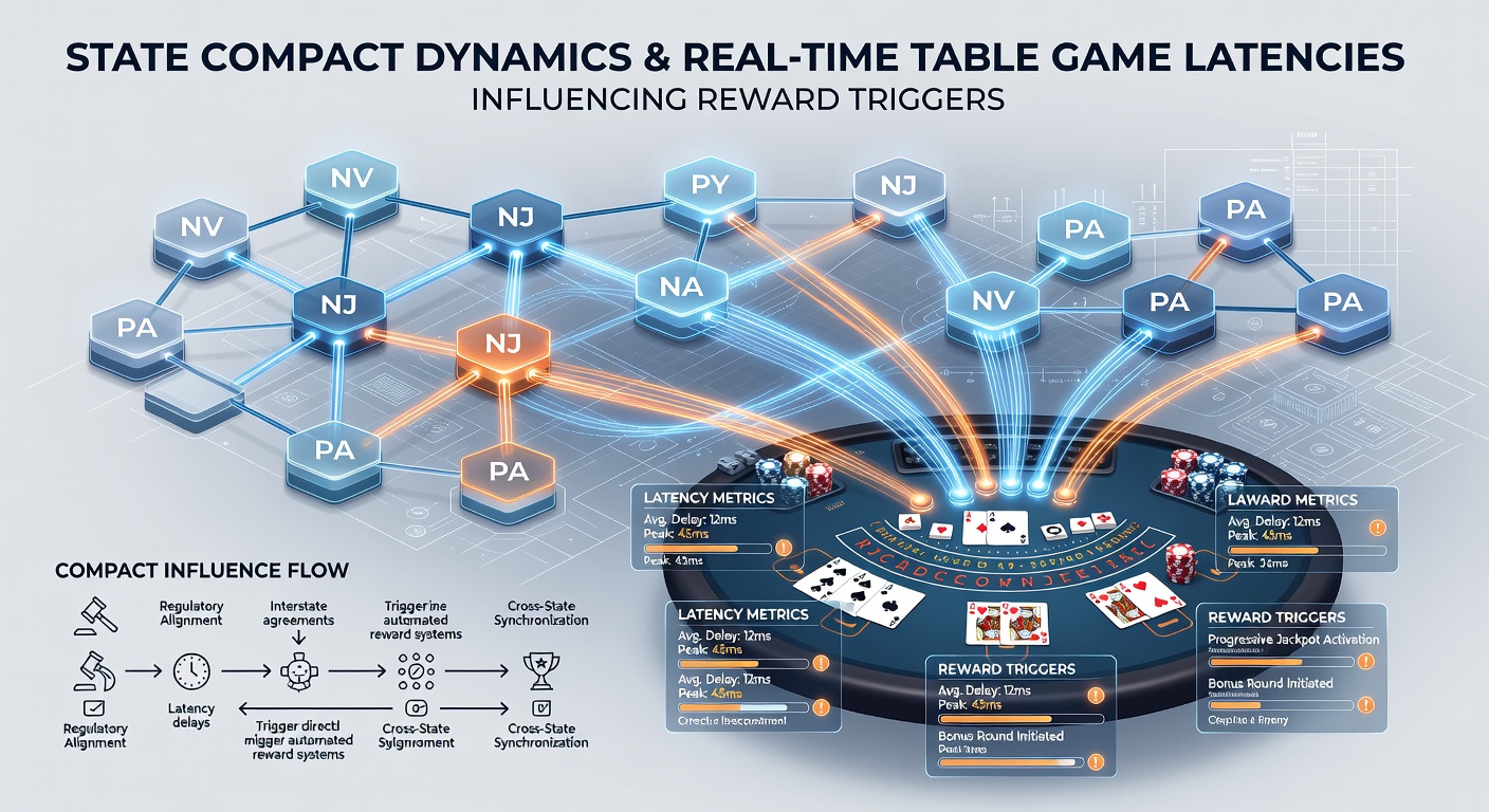 Network diagram showing how compact-mandated data routing affects latency in live dealer table games